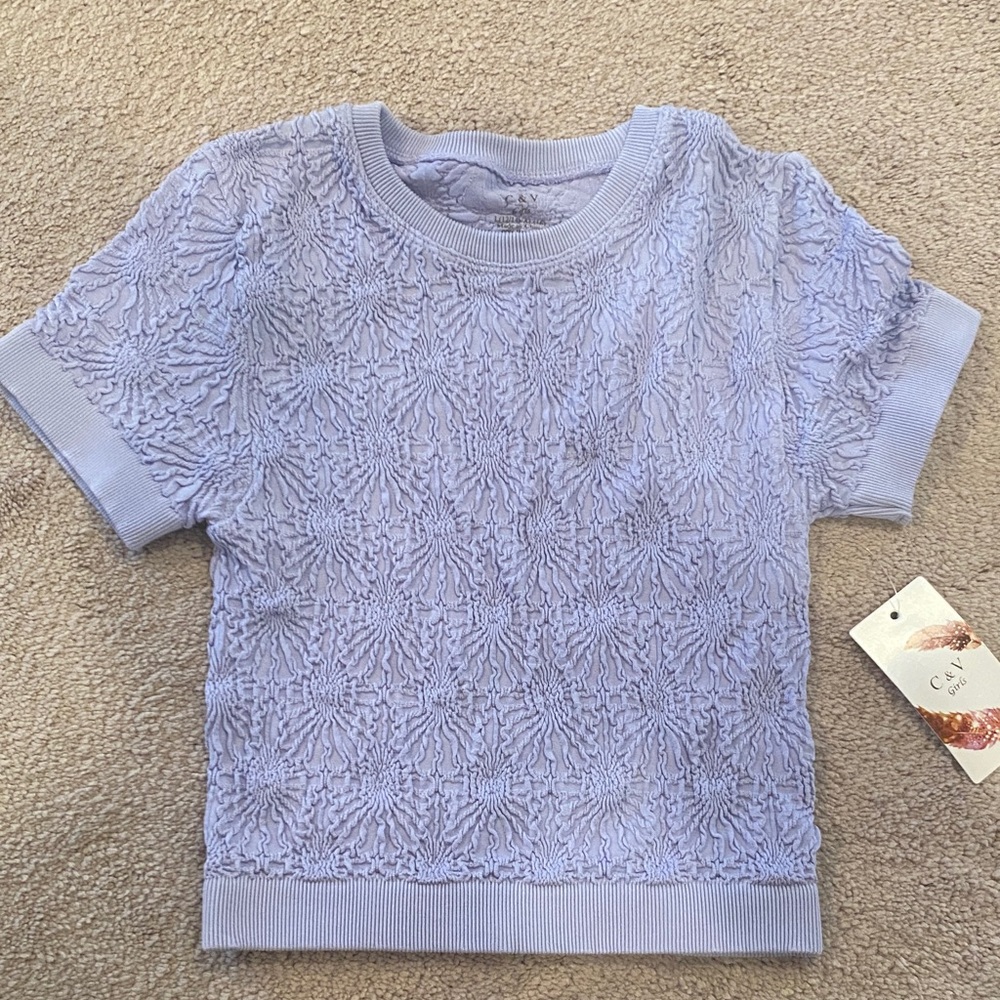 Chic Light Blue Textured Kids Tee